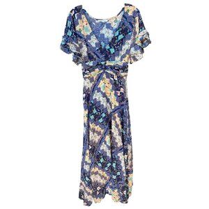 Women's Anthropologie Navy Floral Maxi Dress Size L Boho‎ Dreamy Abel the Label